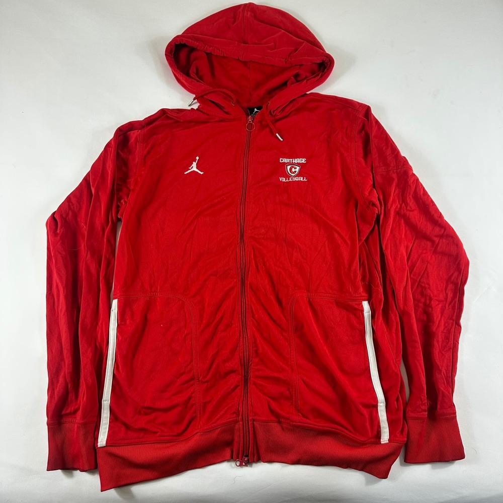 Jordan Red Carthage Volleyball Zip Up Hoodie Jacket‎ Mens XLT